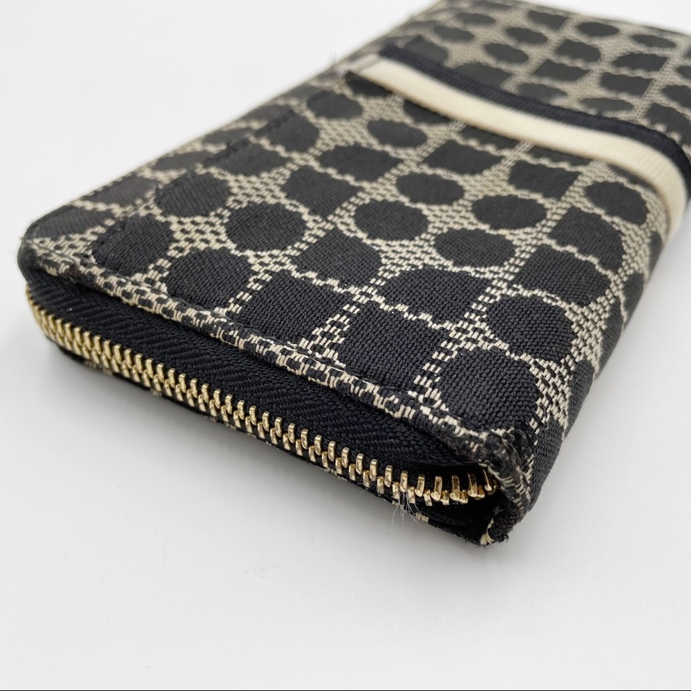 Kate Spade Classic Noel Neda Black Cream Canvas Zip Around Wallet - Picture 12 of 14